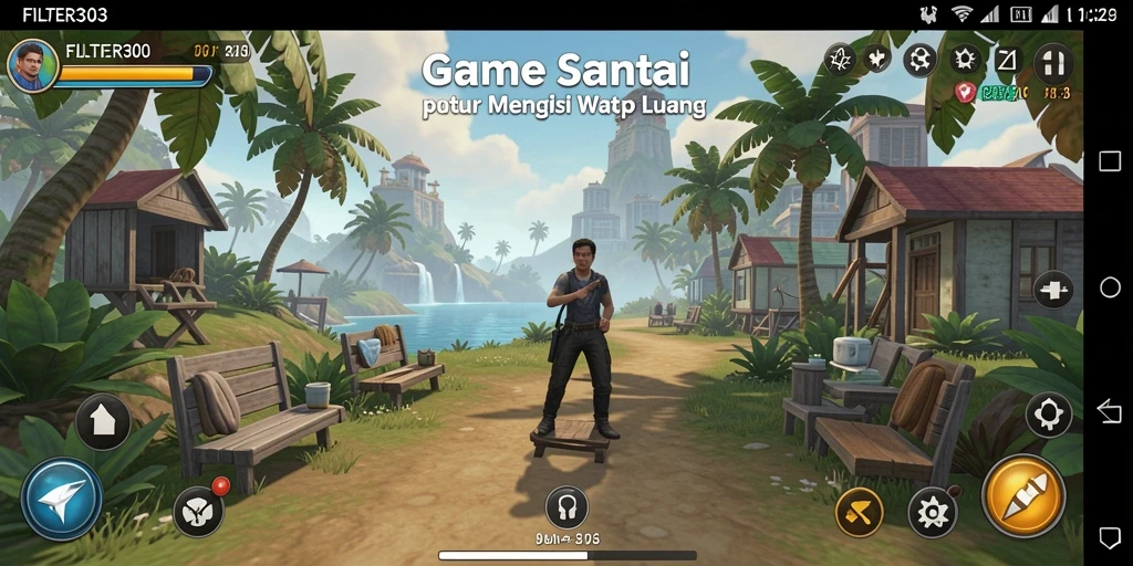 Gameplay FILTER303 dengan tampilan menarik dan penuh warna.