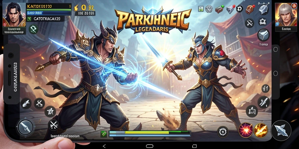 Gameplay seru dengan karakter bertarung dalam pertarungan epik.