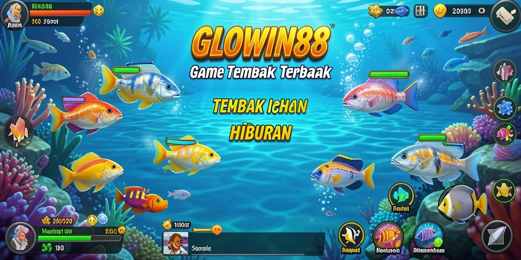Tampilan gameplay GLOWIN88 yang mendebarkan saat menembak ikan.