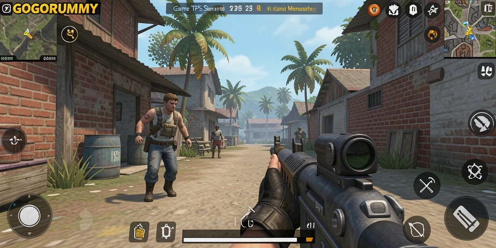 Tampilan gameplay GOGORUMMY dengan aksi menegangkan di TPS.