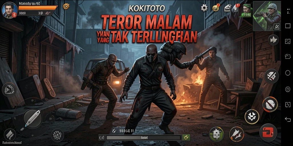 Screenshot KOKITOTO menampilkan momen mencekam dengan grafis yang realistis.