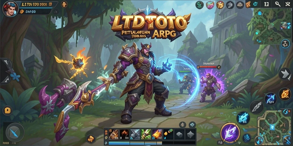 Screenshot gameplay LTDTOTO yang menunjukkan pertarungan seru dan dunia fantastis.
