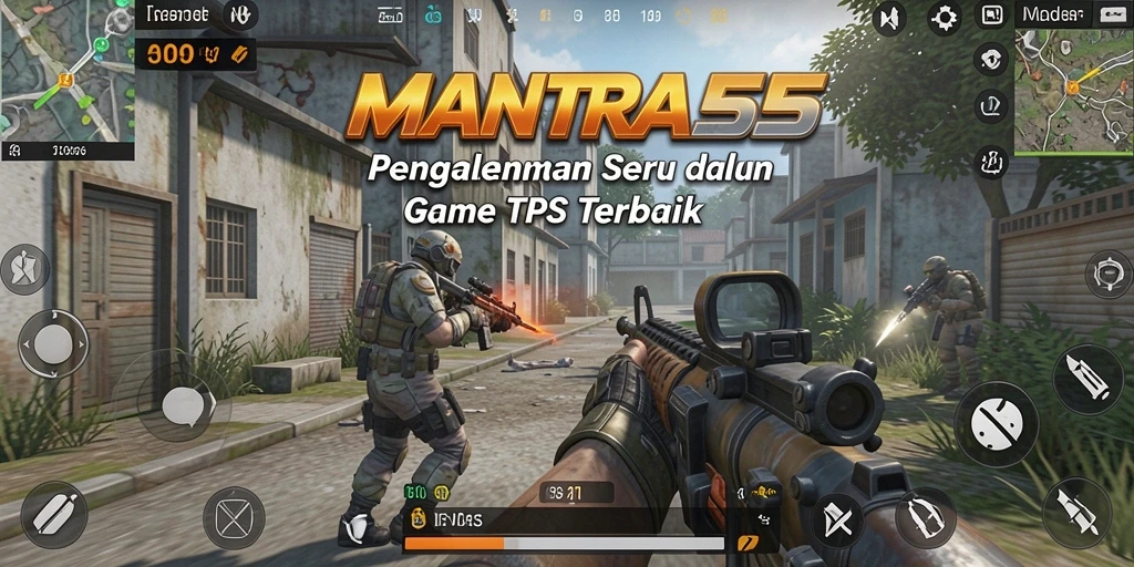 Tampilan aksi intens dalam game TPS MANTRA55 dengan grafis tinggi.