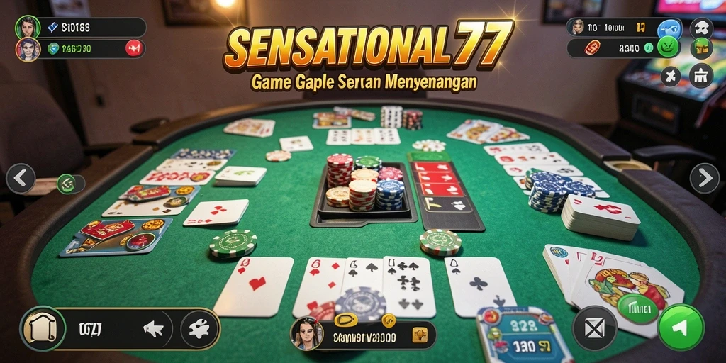 Screenshot SENSATIONAL77 menampilkan permainan Gaple yang seru dan interaktif.